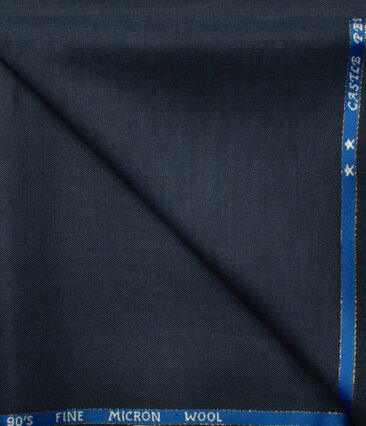 J.Hampstead Men's Wool Structured Super 90's 1.30 Meter Unstitched Trouser Fabric (Dark Blue)