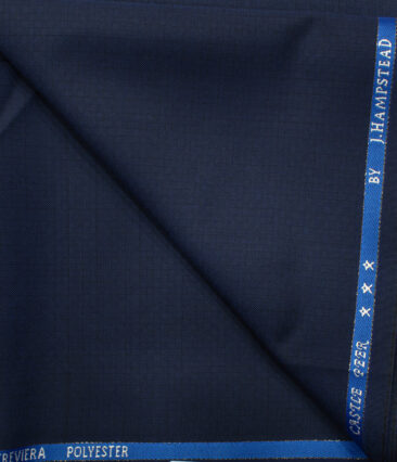 J.Hampstead Men's Wool Structured Super 100's 1.30 Meter Unstitched Trouser Fabric (Dark Royal Blue)