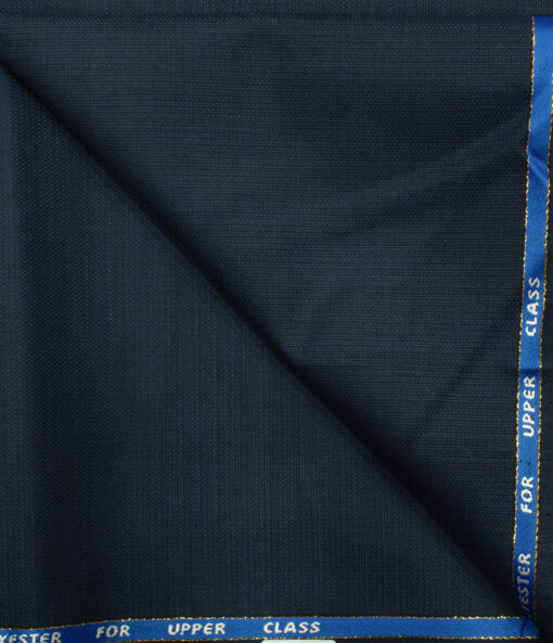 J.Hampstead Men's Wool Structured Super 100's 1.30 Meter Unstitched Trouser Fabric (Dark Blue)