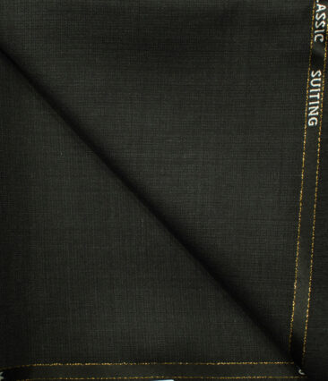 J.Hampstead Men's Wool Structured Super 90's 1.30 Meter Unstitched Trouser Fabric (Blackish Grey)