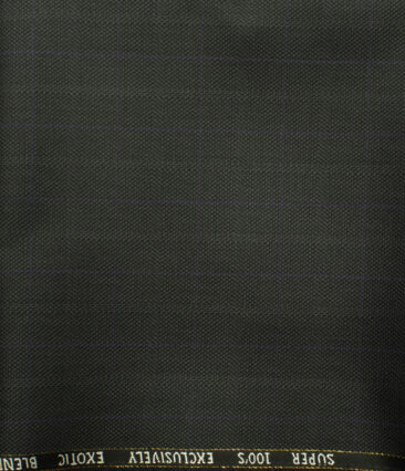 J.Hampstead Men's Wool Checks Super 100's 1.30 Meter Unstitched Trouser Fabric (Grey) - Image 2