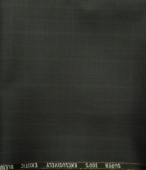 J.Hampstead Men's Wool Checks Super 100's 1.30 Meter Unstitched Trouser Fabric (Grey) - Image 2