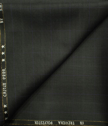 J.Hampstead Men's Wool Checks Super 100's 1.30 Meter Unstitched Trouser Fabric (Grey)