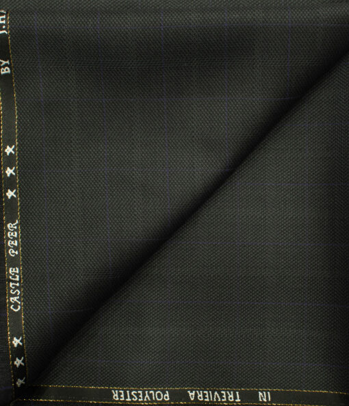 J.Hampstead Men's Wool Checks Super 100's 1.30 Meter Unstitched Trouser Fabric (Grey)