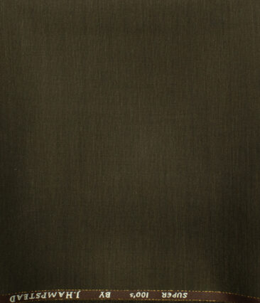 J.Hampstead Men's Wool Self Design Super 100's 1.30 Meter Unstitched Trouser Fabric (Coffee Brown) - Image 2