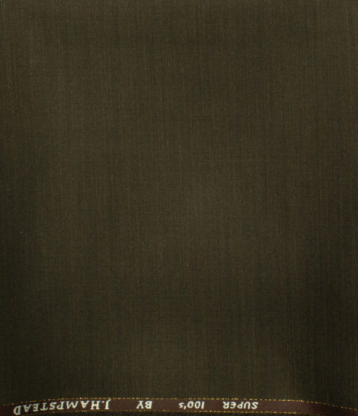 J.Hampstead Men's Wool Self Design Super 100's 1.30 Meter Unstitched Trouser Fabric (Coffee Brown) - Image 2