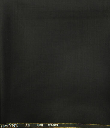J.Hampstead Men's Wool Solids Super 110's 1.30 Meter Unstitched Trouser Fabric (Black ) - Image 2