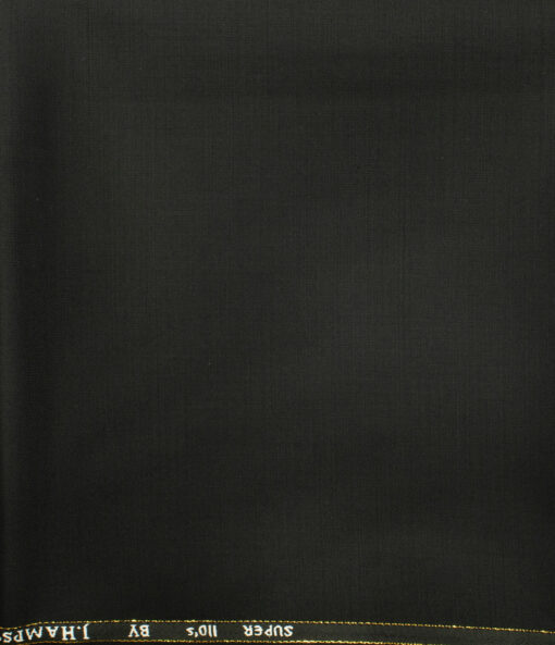 J.Hampstead Men's Wool Solids Super 110's 1.30 Meter Unstitched Trouser Fabric (Black ) - Image 2