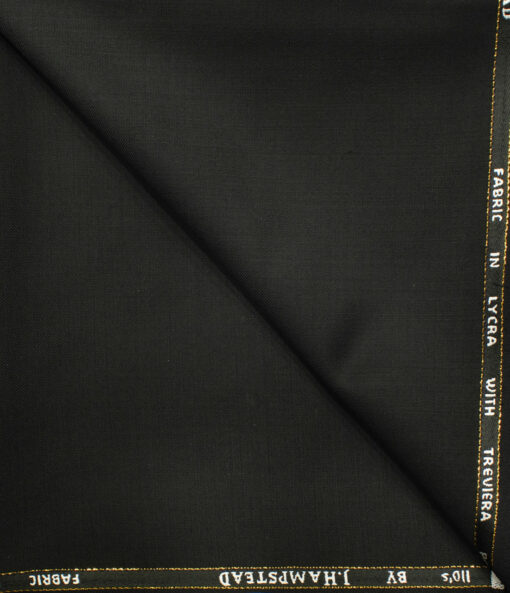 J.Hampstead Men's Wool Solids Super 110's 1.30 Meter Unstitched Trouser Fabric (Black )