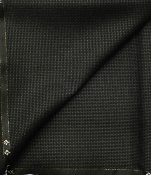 J.Hampstead Men's Wool Structured Super 90's 1.30 Meter Unstitched Trouser Fabric (Dark Grey)