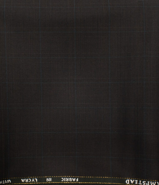 J.Hampstead Men's Wool Checks Super 100's 1.30 Meter Unstitched Trouser Fabric (Dark Wine) - Image 2