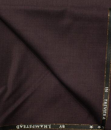 J.Hampstead Men's Wool Solids Super 90's 1.30 Meter Unstitched Trouser Fabric (Wine)