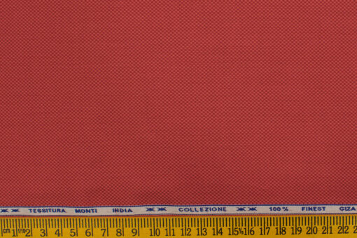 Tessitura Monti Men's Giza Cotton Structured 2.25 Meter Unstitched Shirting Fabric (Cherry Red)