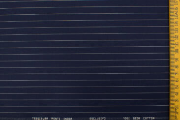 Tessitura Monti Men's Giza Cotton Striped 2.25 Meter Unstitched Shirting Fabric (Dark Blue)