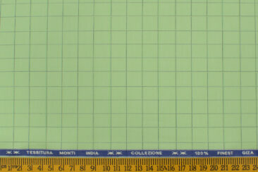 Tessitura Monti Men's Giza Cotton Checks 2.25 Meter Unstitched Shirting Fabric (Light Green)