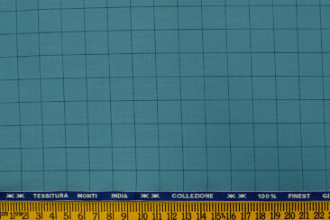 Tessitura Monti Men's  Finest Giza Cotton Checks 2.25 Meter Unstitched Shirting Fabric (Ocean Blue)