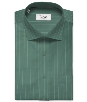 Tessitura Monti Men's Giza Cotton Striped 2.25 Meter Unstitched Shirting Fabric (Ocean Green)