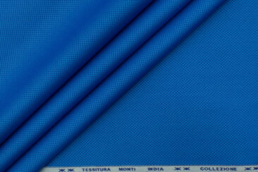 Tessitura Monti Men's Giza Cotton Structured 2.25 Meter Unstitched Shirting Fabric (Royal Blue)