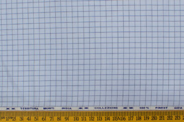 Tessitura Monti Men's Giza Cotton Checks 2.25 Meter Unstitched Shirting Fabric (Sky Blue)