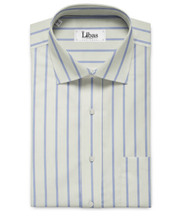 Raymond Men's  Cotton Striped 2.25 Meter Unstitched Shirting Fabric (White)