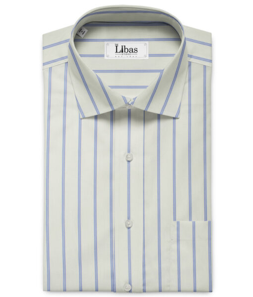 Raymond Men's  Cotton Striped 2.25 Meter Unstitched Shirting Fabric (White)