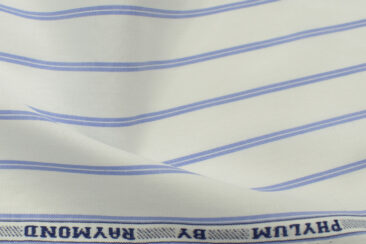 Raymond Men's  Cotton Striped 2.25 Meter Unstitched Shirting Fabric (White)