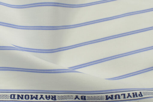 Raymond Men's  Cotton Striped 2.25 Meter Unstitched Shirting Fabric (White)