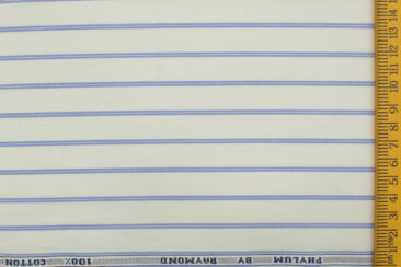 Raymond Men's  Cotton Striped 2.25 Meter Unstitched Shirting Fabric (White)