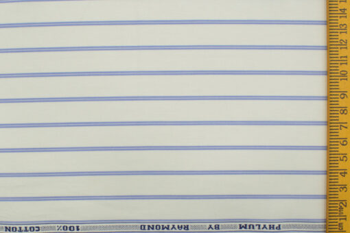 Raymond Men's  Cotton Striped 2.25 Meter Unstitched Shirting Fabric (White)