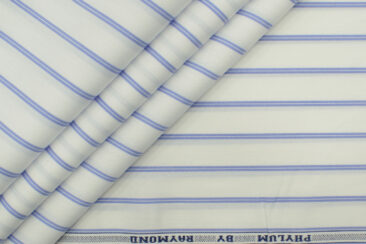 Raymond Men's  Cotton Striped 2.25 Meter Unstitched Shirting Fabric (White)