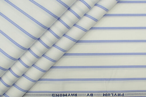 Raymond Men's  Cotton Striped 2.25 Meter Unstitched Shirting Fabric (White)