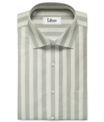 Raymond Men's  Cotton Striped 2.25 Meter Unstitched Shirting Fabric (White)