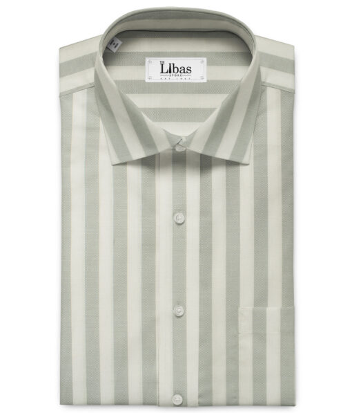 Raymond Men's  Cotton Striped 2.25 Meter Unstitched Shirting Fabric (White)