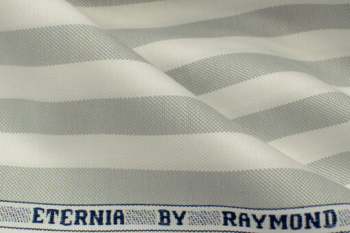 Raymond Men's  Cotton Striped 2.25 Meter Unstitched Shirting Fabric (White)