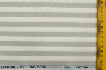 Raymond Men's  Cotton Striped 2.25 Meter Unstitched Shirting Fabric (White)