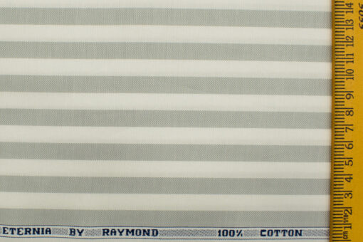 Raymond Men's  Cotton Striped 2.25 Meter Unstitched Shirting Fabric (White)