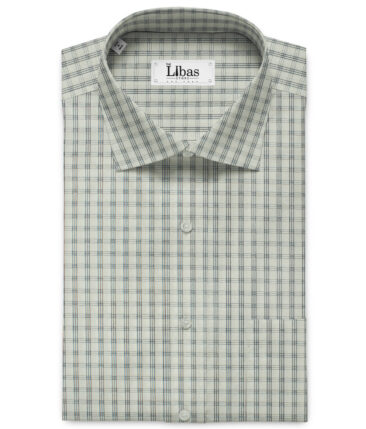 Raymond Men's Premium Cotton Checks 2.25 Meter Unstitched Shirting Fabric (White)
