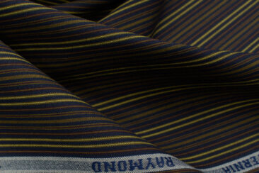 Raymond Men's Premium Cotton Striped 2.25 Meter Unstitched Shirting Fabric (Dark Blue)