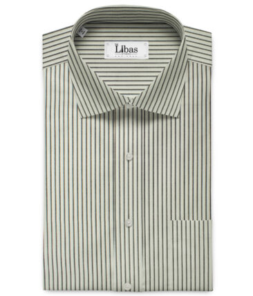 Raymond Men's Premium Cotton Striped 2.25 Meter Unstitched Shirting Fabric (White)