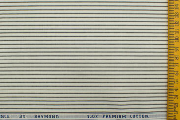 Raymond Men's Premium Cotton Striped 2.25 Meter Unstitched Shirting Fabric (White)