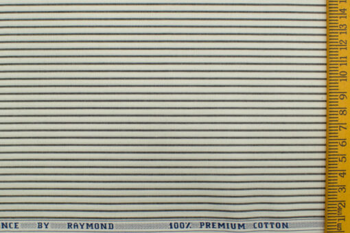 Raymond Men's Premium Cotton Striped 2.25 Meter Unstitched Shirting Fabric (White)