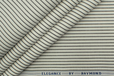 Raymond Men's Premium Cotton Striped 2.25 Meter Unstitched Shirting Fabric (White)