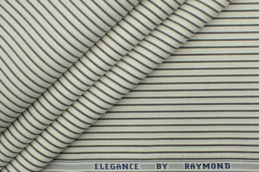 Raymond Men's Premium Cotton Striped 2.25 Meter Unstitched Shirting Fabric (White)