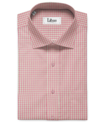 Raymond Men's Premium Cotton Checks 2.25 Meter Unstitched Shirting Fabric (White)