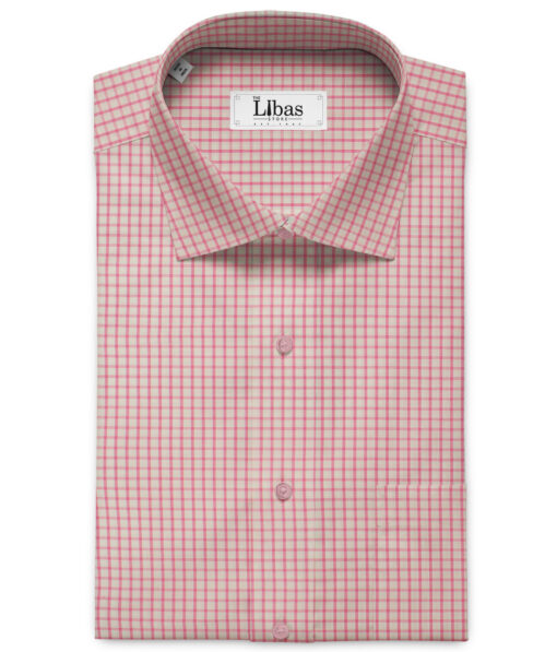 Raymond Men's Premium Cotton Checks 2.25 Meter Unstitched Shirting Fabric (White)