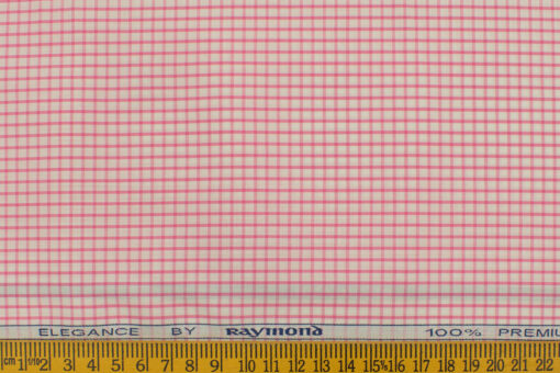 Raymond Men's Premium Cotton Checks 2.25 Meter Unstitched Shirting Fabric (White)