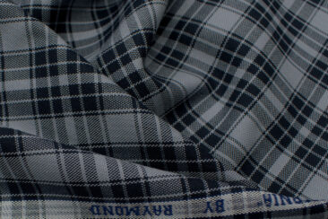 Raymond Men's Premium Cotton Checks 2.25 Meter Unstitched Shirting Fabric (Grey)