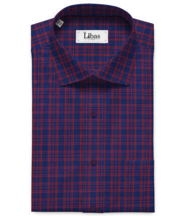 Raymond Men's Polyester Cotton Checks 2.25 Meter Unstitched Shirting Fabric (Dak Royal Blue)