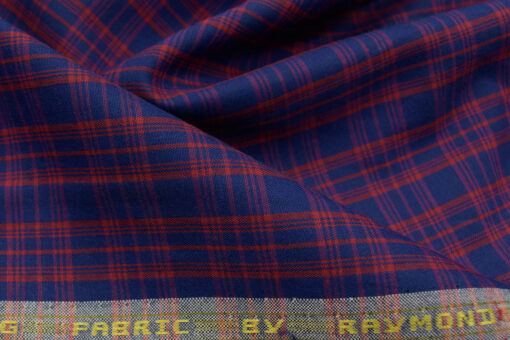 Raymond Men's Polyester Cotton Checks 2.25 Meter Unstitched Shirting Fabric (Dak Royal Blue)