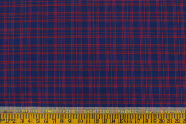 Raymond Men's Polyester Cotton Checks 2.25 Meter Unstitched Shirting Fabric (Dak Royal Blue)